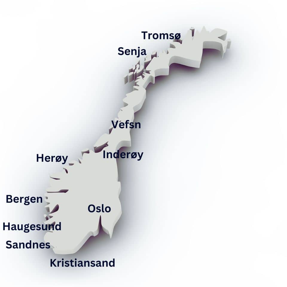 Map of Norway illustrating different dialects